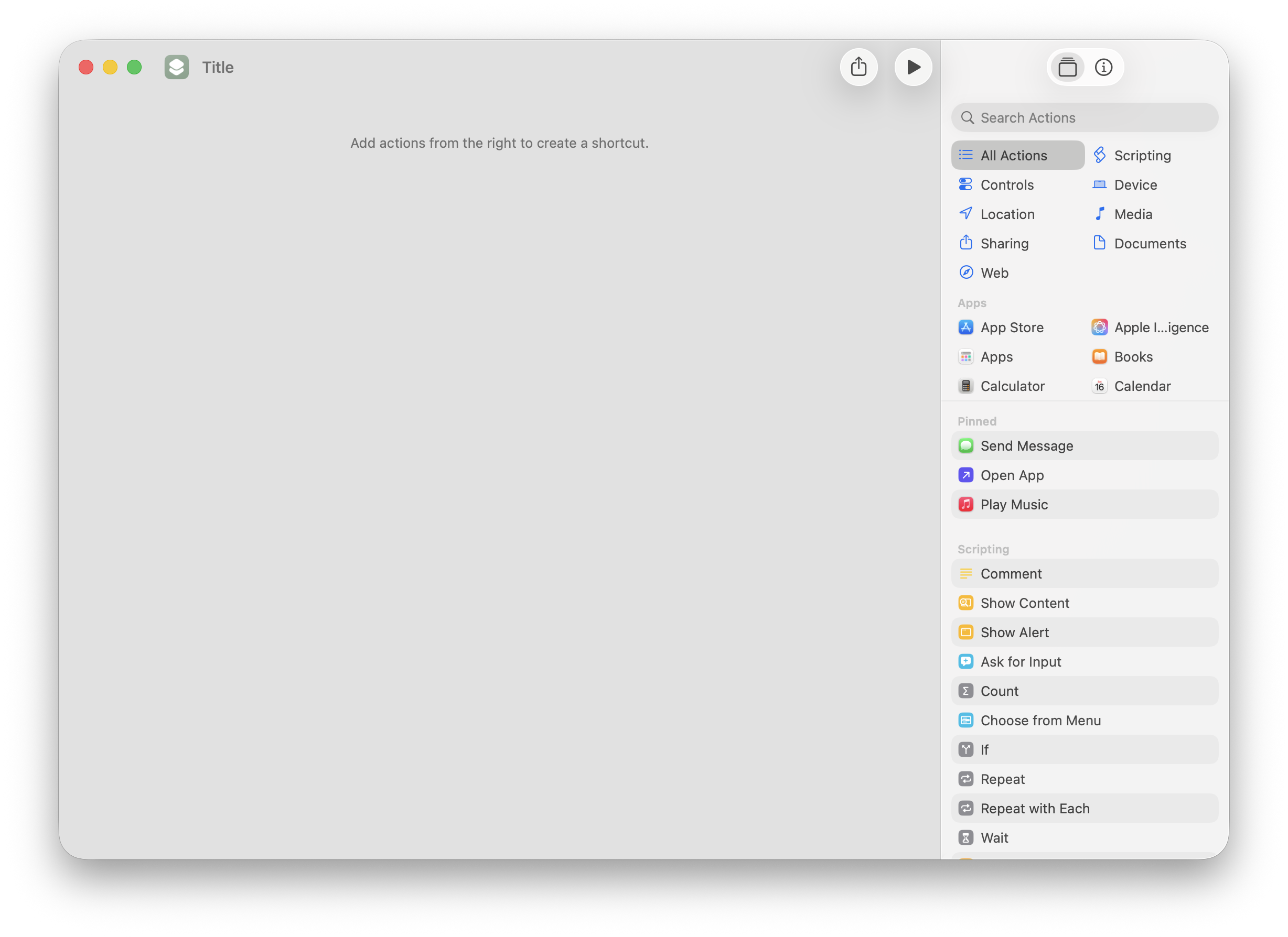 New shortcut editor window