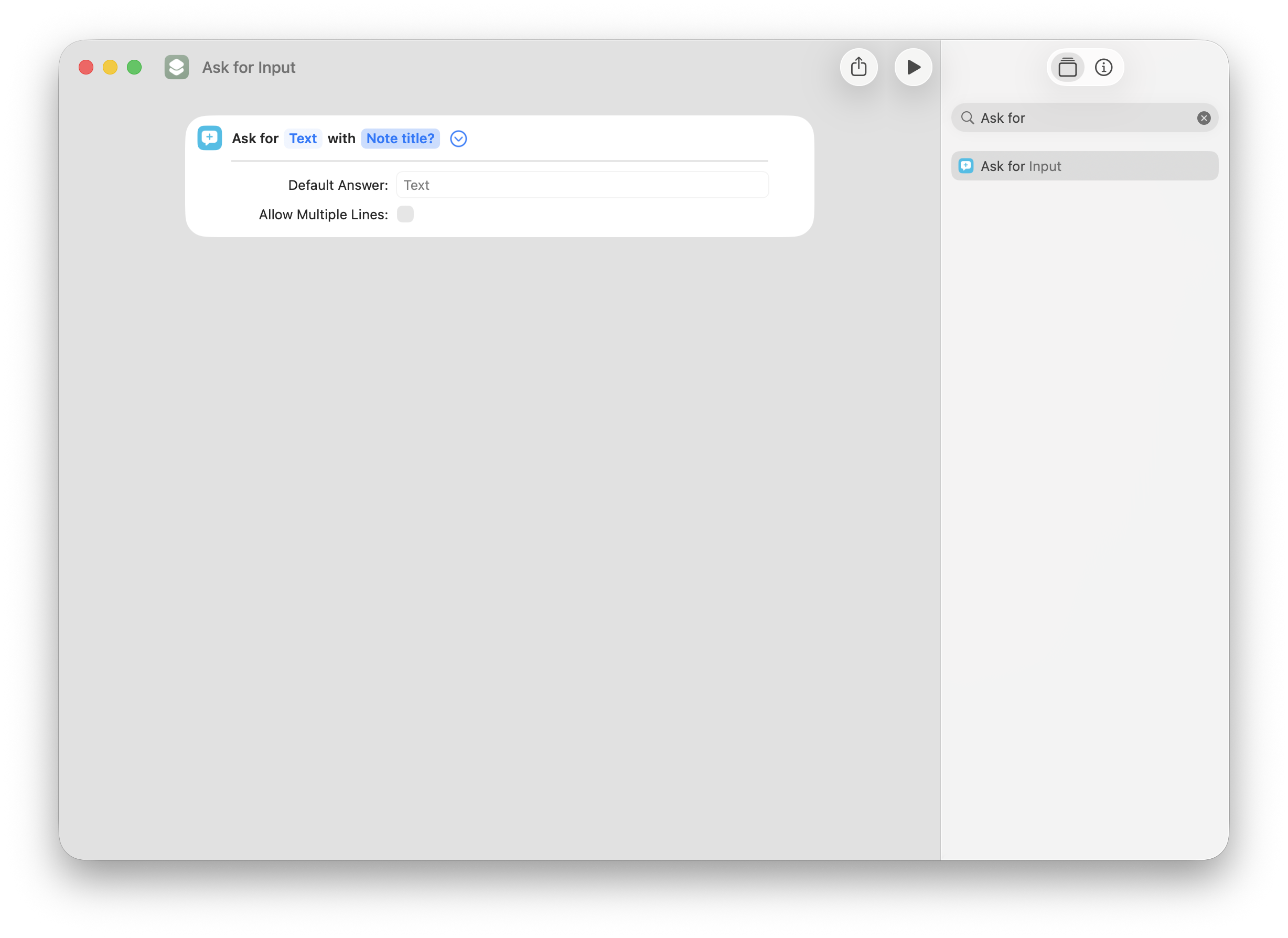 Ask For Input action