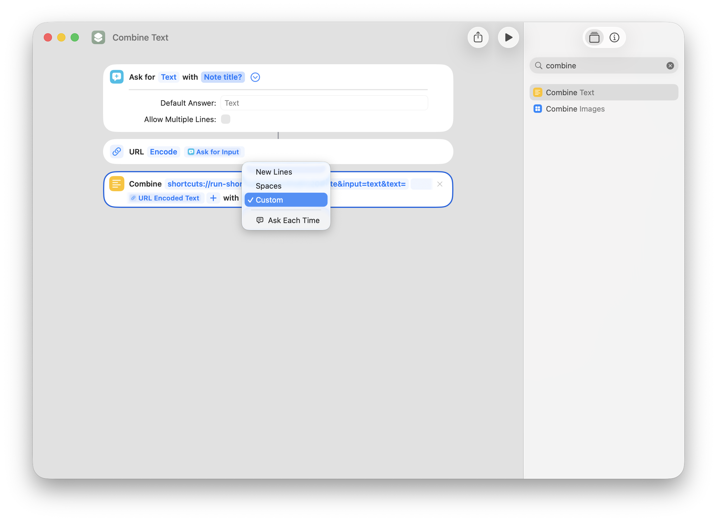 Custom separator option