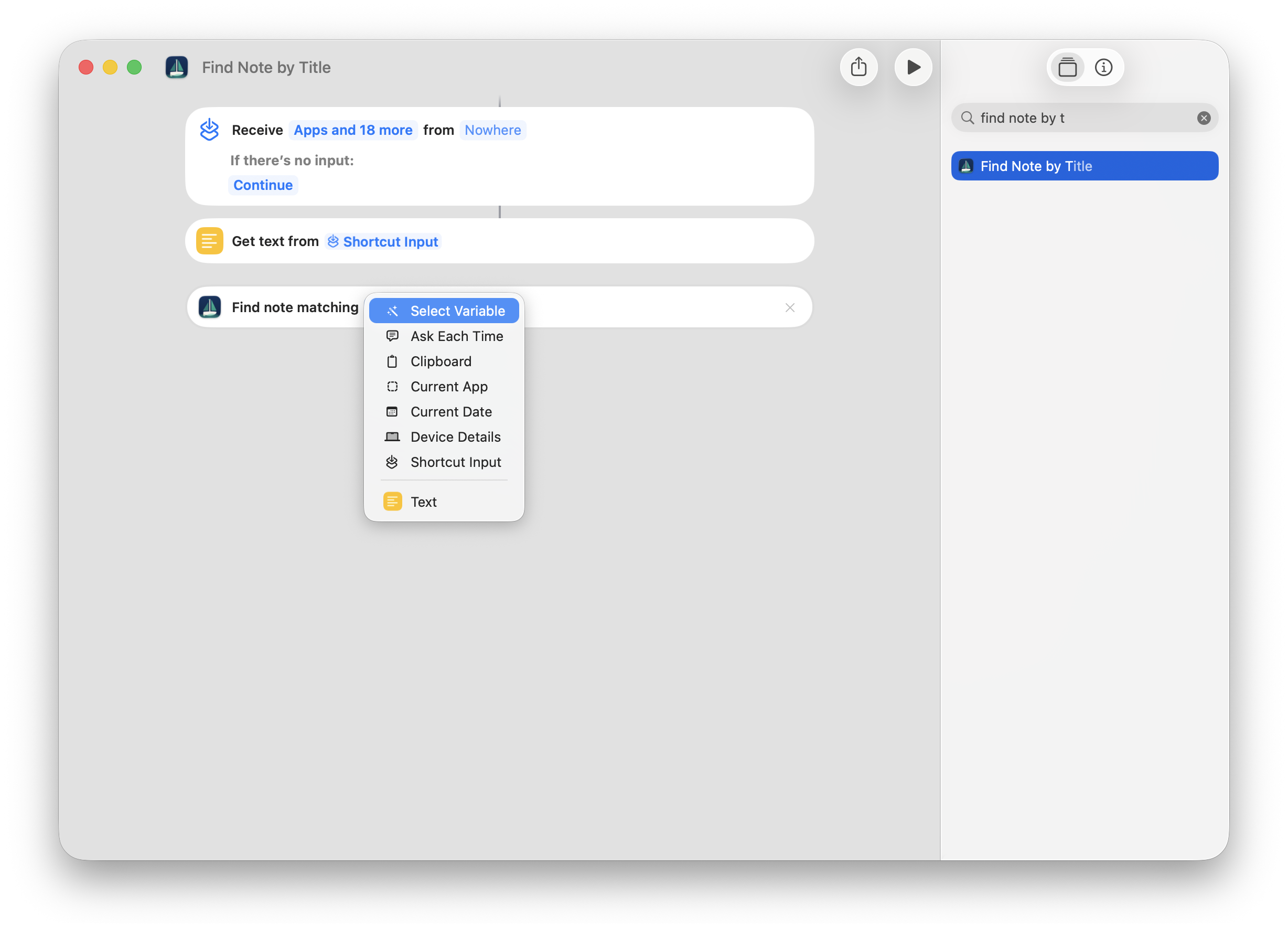 Find Note by Title action